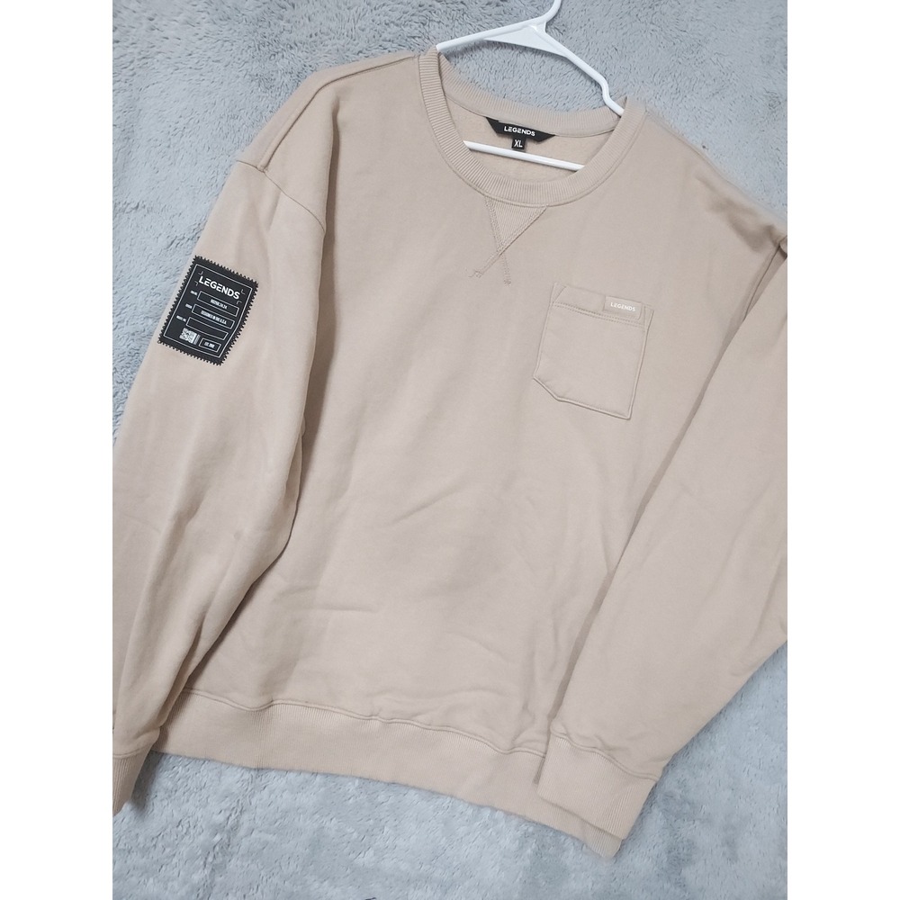 Legends Sweatshirt Mens XL Crewneck Pocket Brown Fleece Crew Neck Pullover Gym